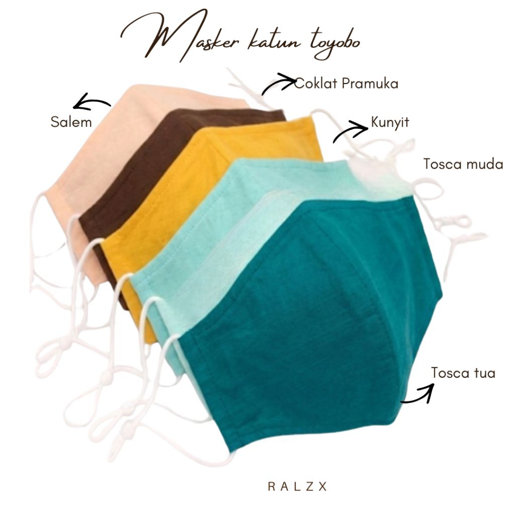 Mlylo Masker kain Dewasa dan anak Polos katun 3ply  bisa dicuci ulang earloop dan headloop tali elas