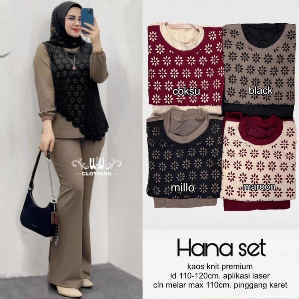 SETELAN BLOUSE JUMBO/HANA/ONESET BLOUSE WANITA KAOS KNIT PREMIUM JUMBO LD 120 CM FIT XXL