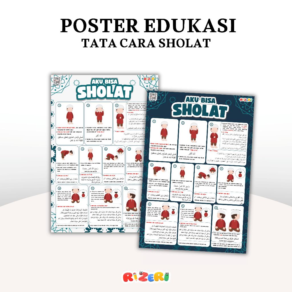 Poster Edukasi Anak Tata Cara Sholat Wipe and Clean PAUD TK SD