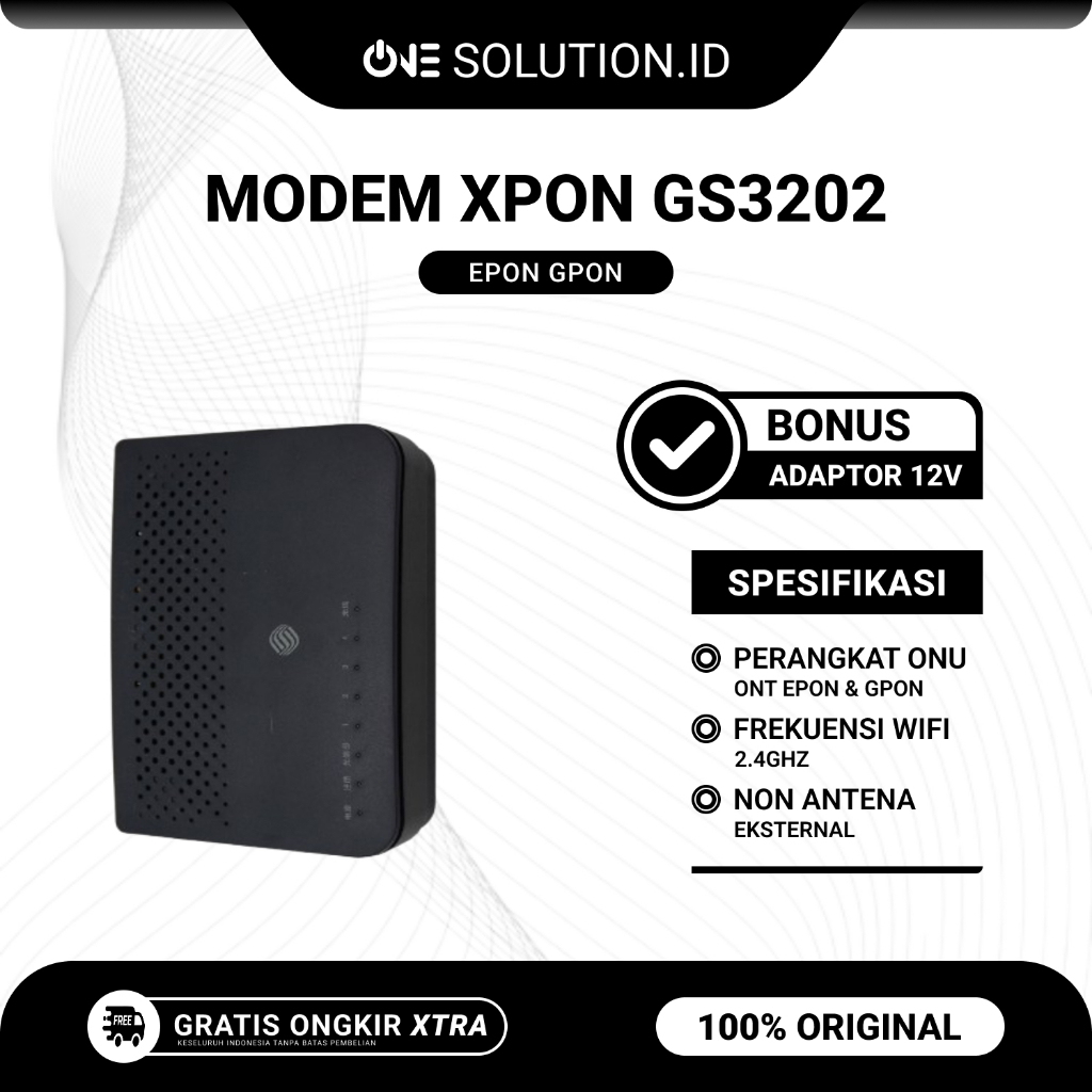 XPON GS3202 Onu Ont Gpon Epon OLT Modem Bekas Original Bonus Adaptor