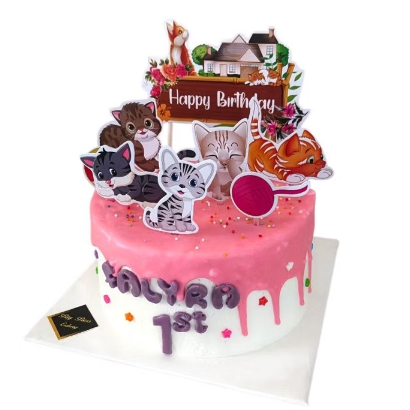 KUE KUCING CAT BIRTHDAY CAKE WITH PAPER TOPPER