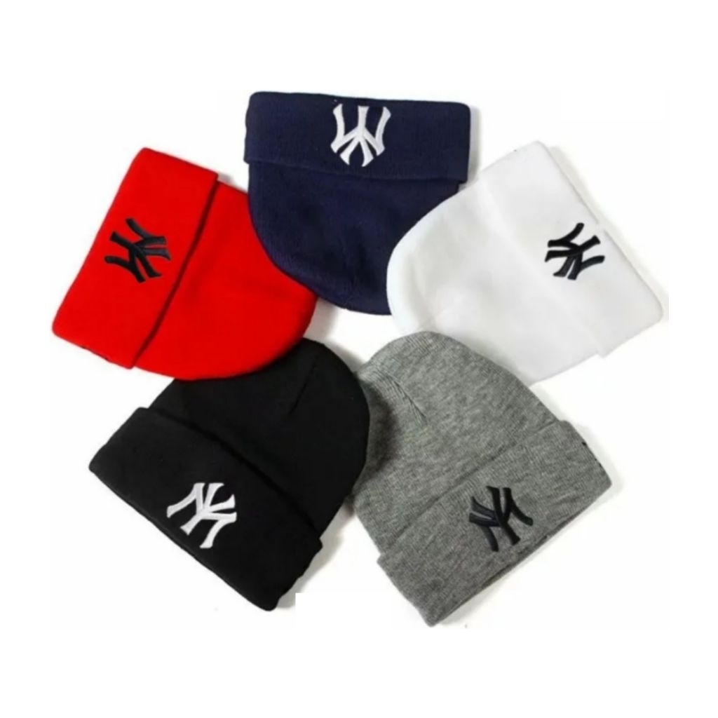 Beanie hat NY unisex casual bahan elastis