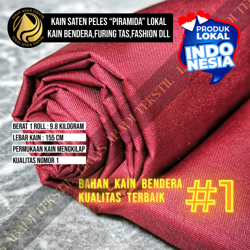 Kain Satin Polos Peles Veles PIRAMIDA(Merah Marun)-furing alat"outdoor,hammock,selempang wisuda,jas
