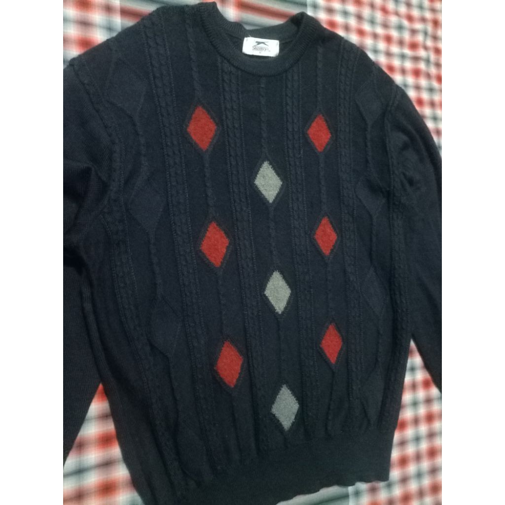 Vintage Slazenger Crewneck | Sweater Rajut Semi Kepang SZ M (min jahitan, baca deskripsi)