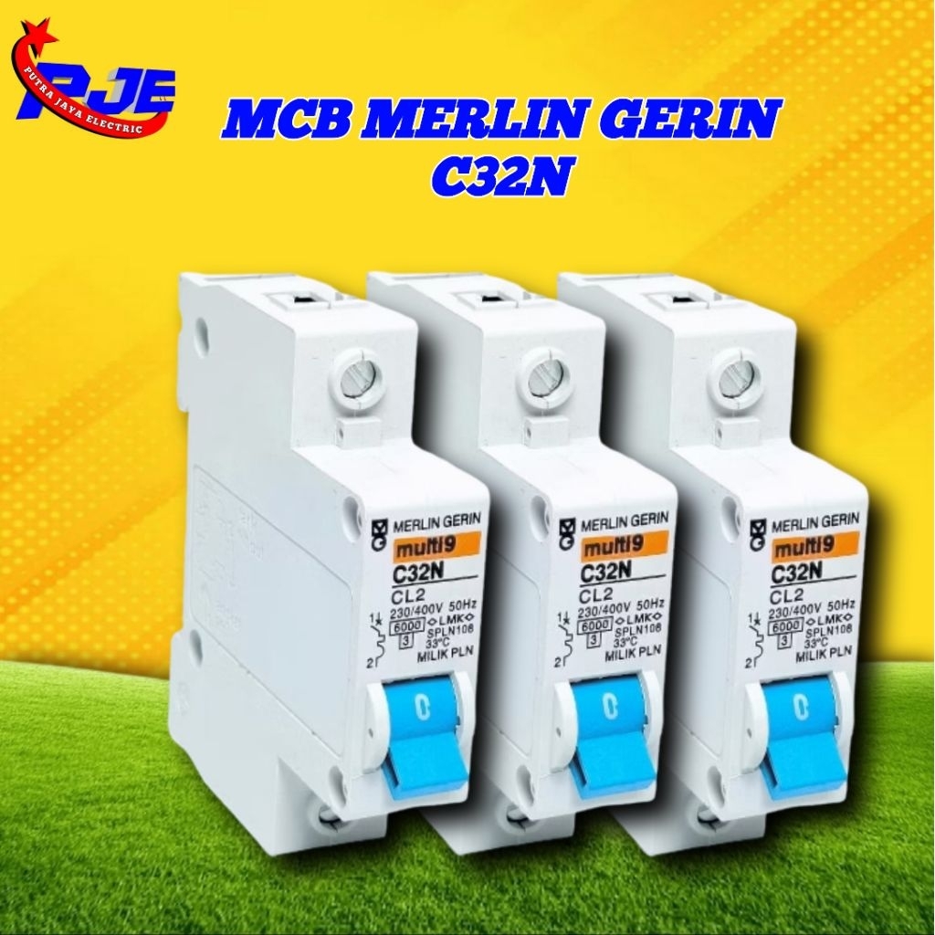 MCB PLN MERLIN GERIN C32N 1PHASE. TERSEDIA 2A. 4A. 6A. 10A. 16A. 20A. KUWALITAS ORIGINAL
