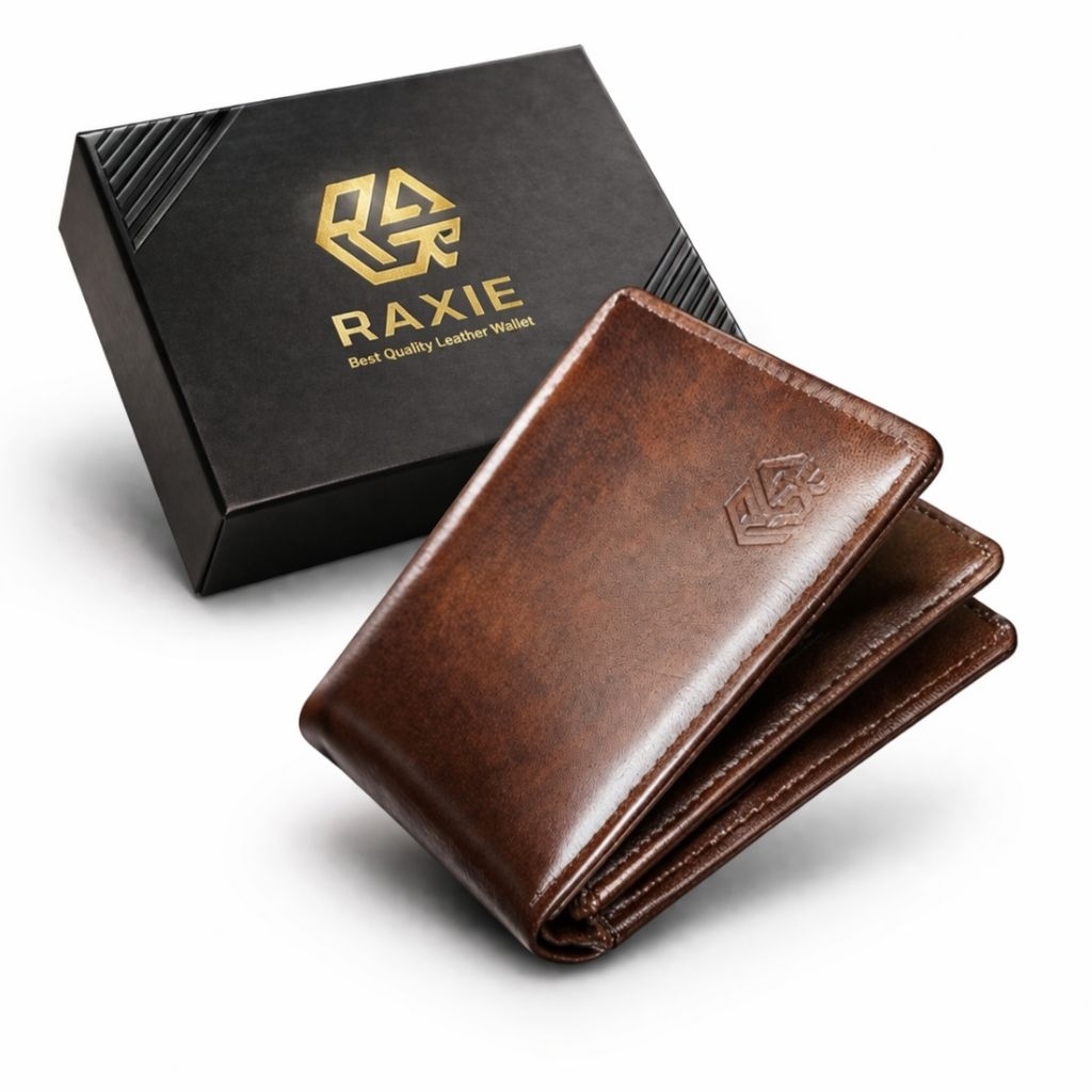 RAXIE Dompet Pria Trifold – PU Leather Wallet Simple & Elegant RX003