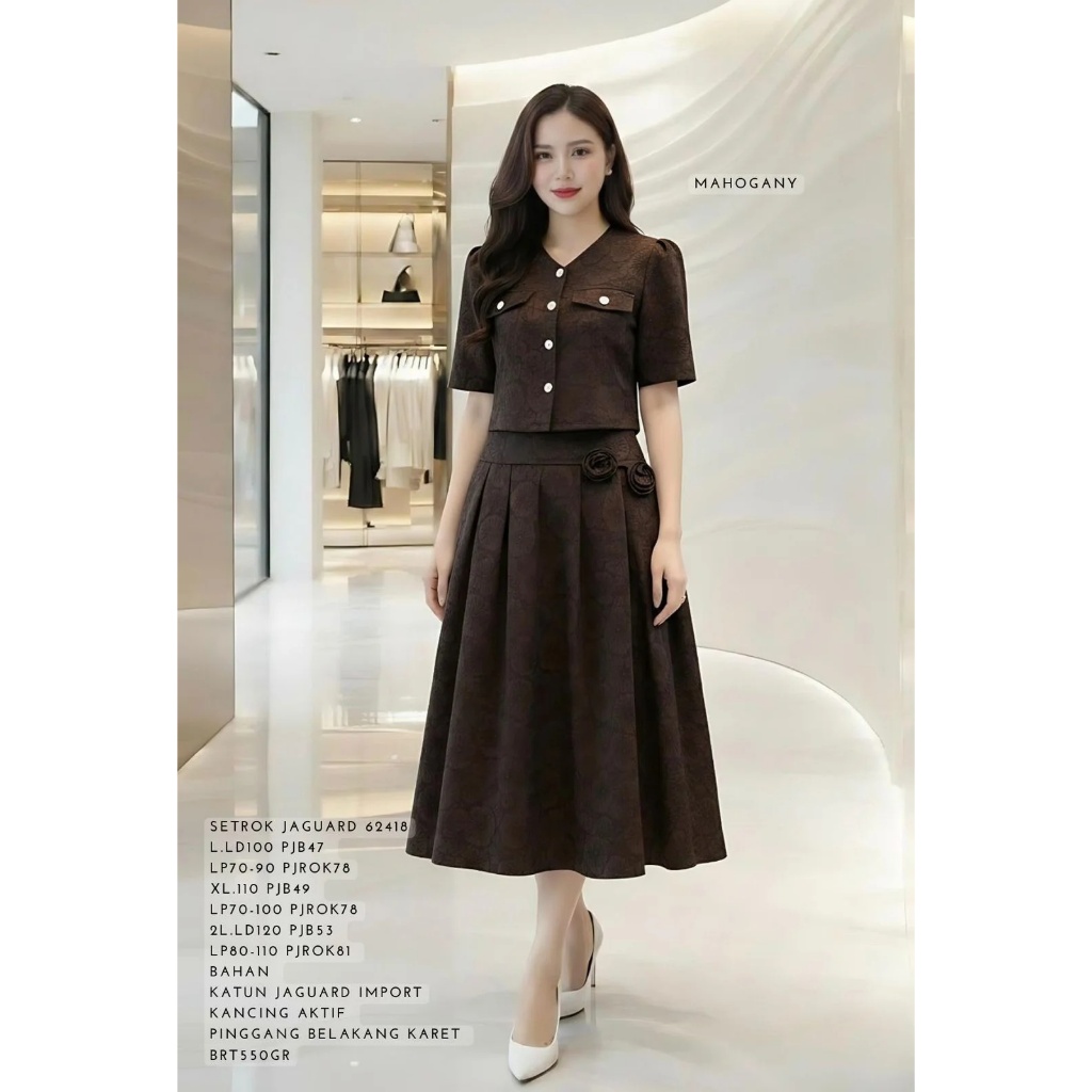 SET ROK WANITA DEWASA 62418 BAHAN JACQUARD TERSEDIA UKURAN STANDAR DAN JUMBO