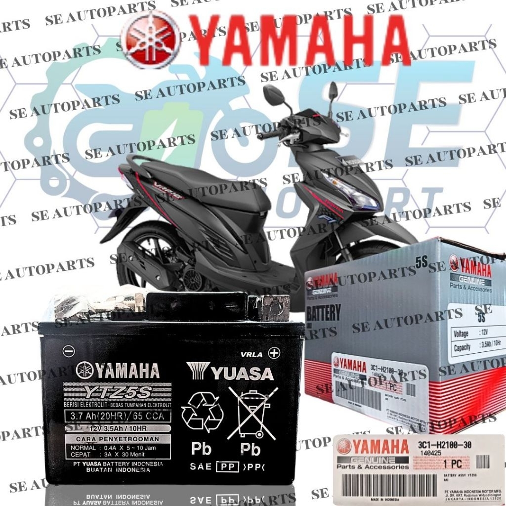 Aki Motor Full Kering Yamaha Yuasa YTZ5S HONDA Vario 110, Revo, Blade Original