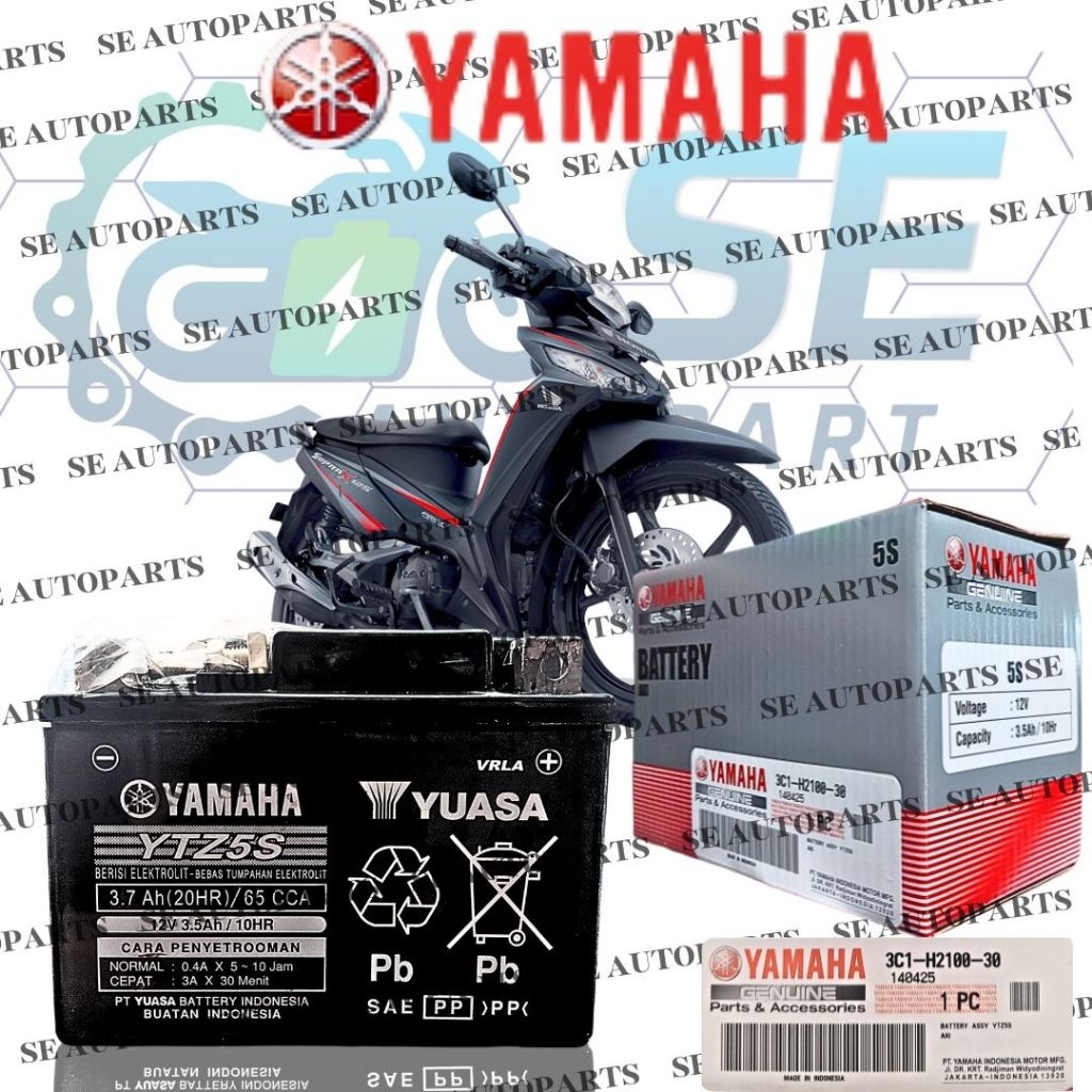 Aki Motor Full Kering Yamaha Yuasa YTZ5S Honda Supra X 125, Kharisma, Kirana Original