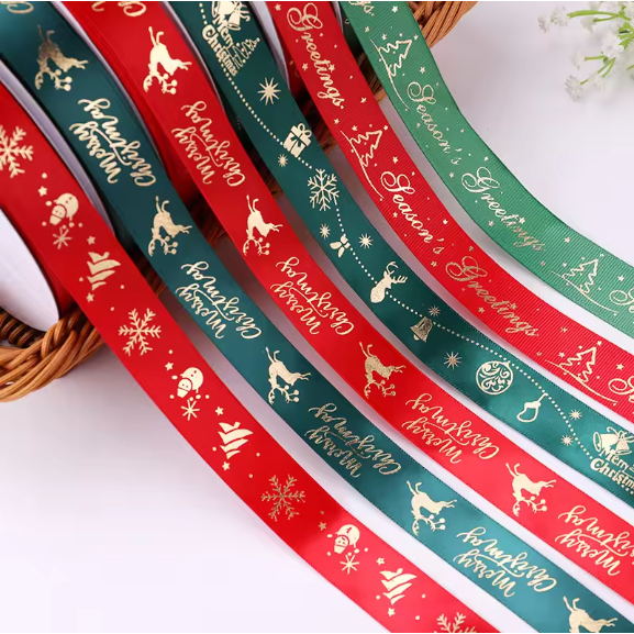 1 Roll Pita Natal 1.2cm - 2cm - 2.5cm Pita Tulisan Christmas - Pita Kado Natal - Pita Hampers Natal 