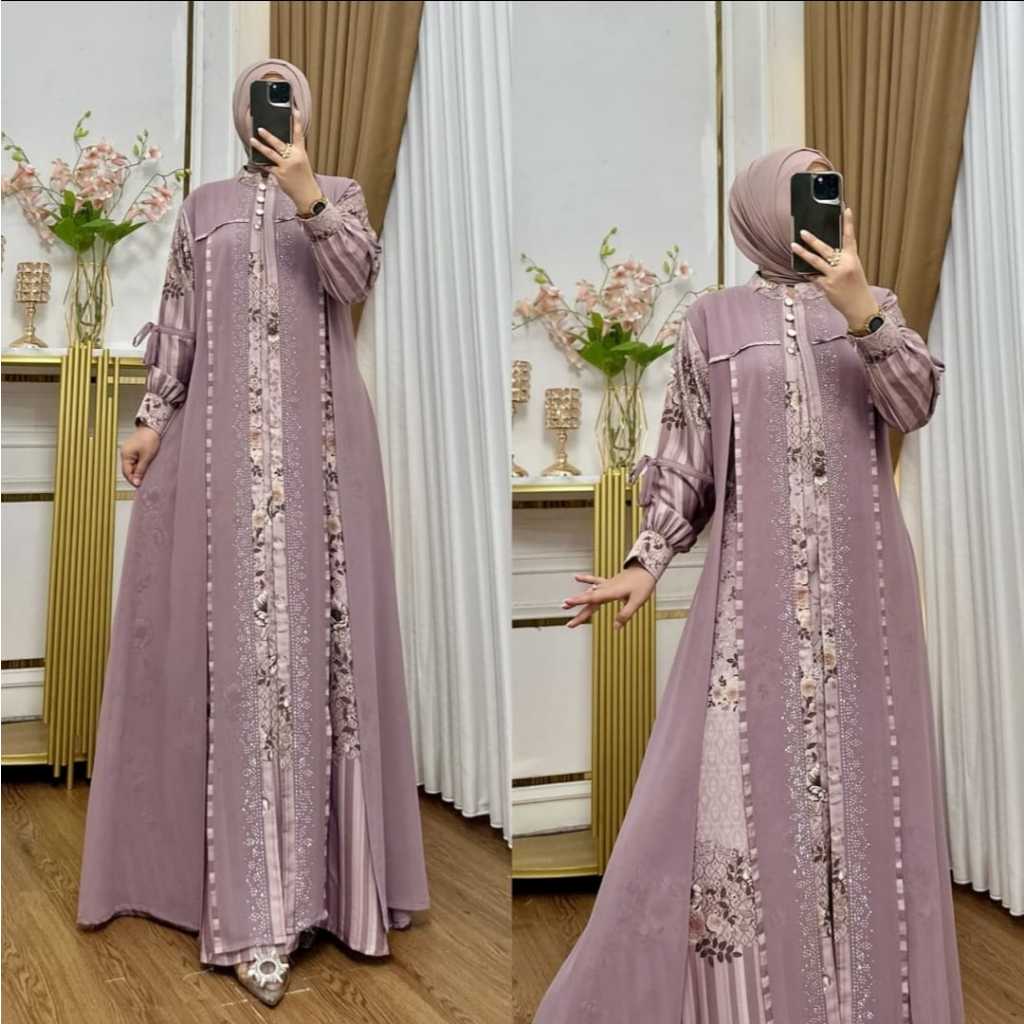 Gamis Muslimah Premium Hasanah Dress Baju Acara Resmi Muslimah Elegan