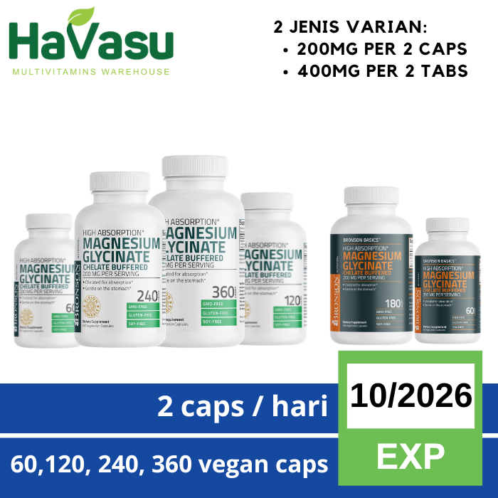 Bronson Magnesium Glycinate 200 Mg OR Basic Magnesium Glycinate 200mg Chelated Vegetarian Sleep