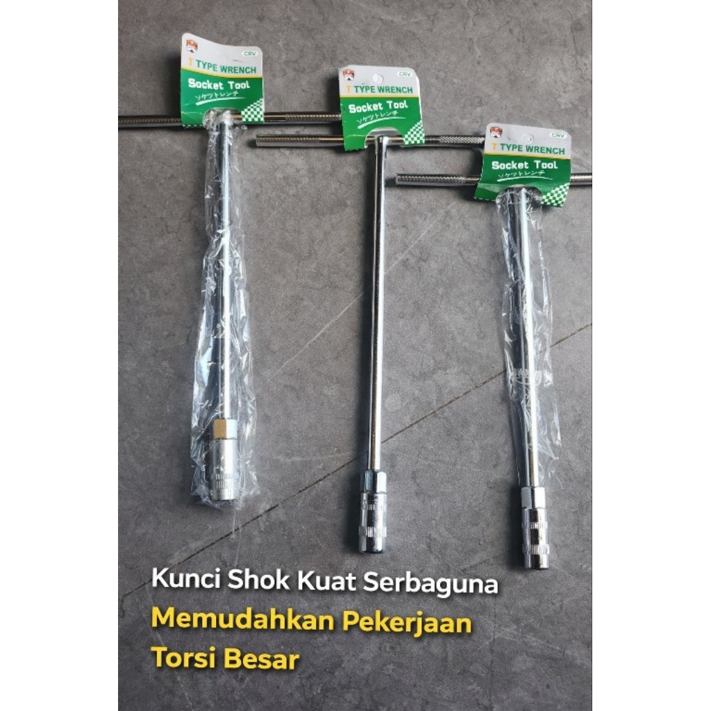 Kunci T Shok Panjang Chrome Vanadium CRV | Kunci Sok T Serbaguna Torsi Besar untuk Motor & Bengkel B