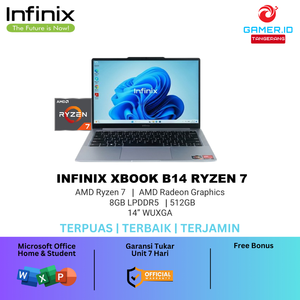 Laptop Infinix XBOOK B14 Ryzen 7 7735HS  Garansi Resmi