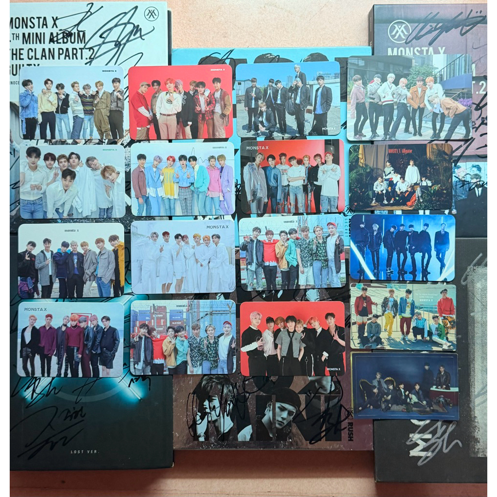 WTS IN RUSH PHOTOCARD PC MONSTA X PHOTOCARD POSTCARD GROUP OFFICIAL GOODS STICKER BROADCAST MERCHAND