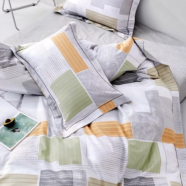 BIOSIBEDDING Sprei Katun Jepang Motif Garis Bunga Vintage Custom Size Custom Rumbai Queen King