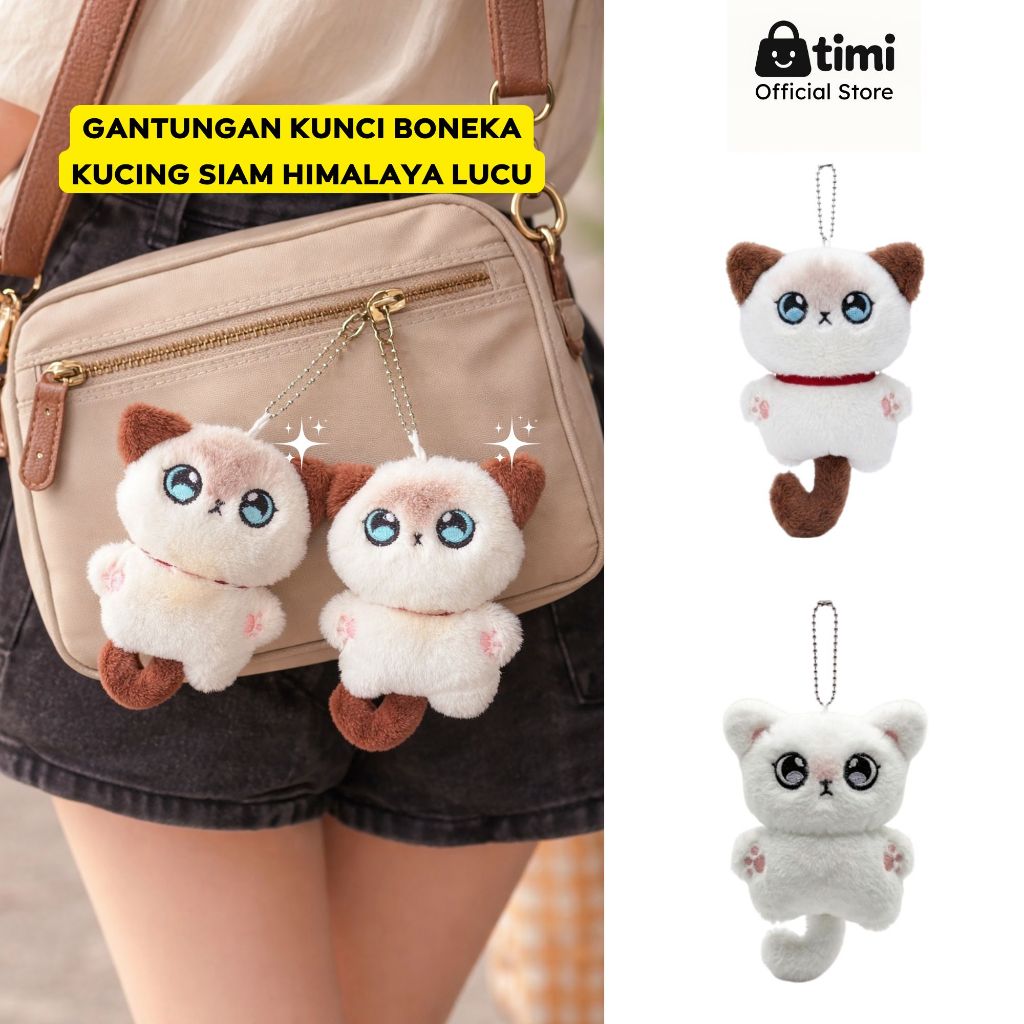 Timi Gantungan Kunci Boneka Kucing Siam Himalaya Lucu - Aksesoris Tas & Kunci Imut
