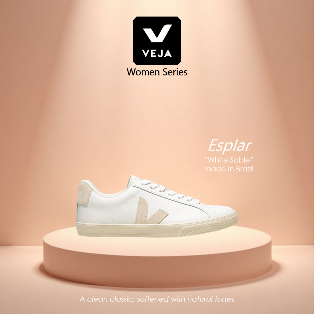 VEJA Women Esplar White Sable Leather Sneakers Original