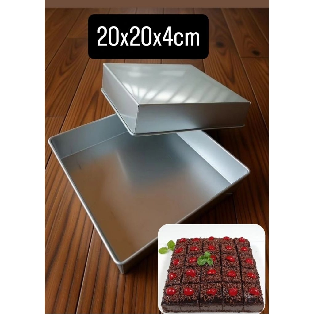 Loyang kotak persegi 20x20x4 bahan galvalum anti lengket