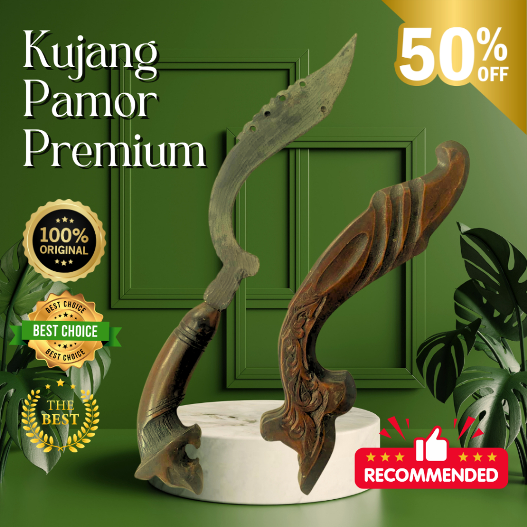TERLARIS Kujang Motif Pamor PREMIUM Ukiran Nusantara Gagang Macan 40Cm