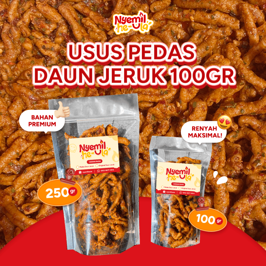 Usus Goreng Pedas Daun Jeruk 100gr – Snack Kekinian Nyemil Heula