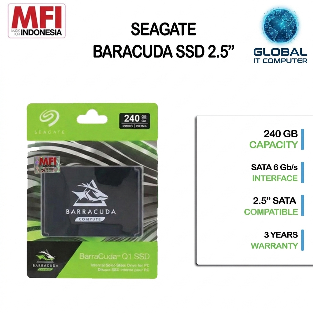 Seagate SSD Barracuda Q1 3D NAND 240GB 2.5" 3 Years Warranty