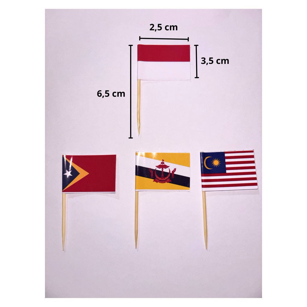 topper bendera buat makanan , bendera asean , bendera tusuk gigi
