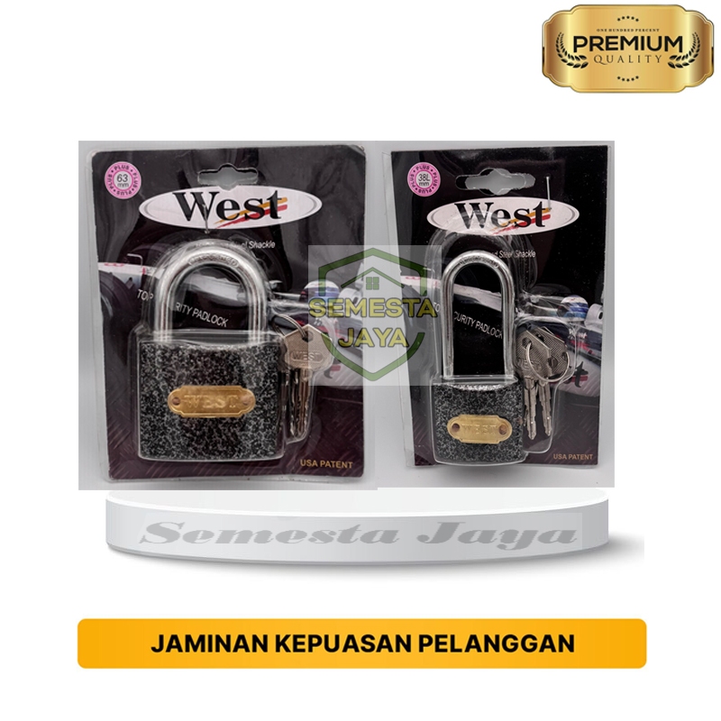 Gembok Pagar Rumah Gudang Security Padlock Besar Kecil WEST Kunci Plus Leher Panjang Pendek Tebal