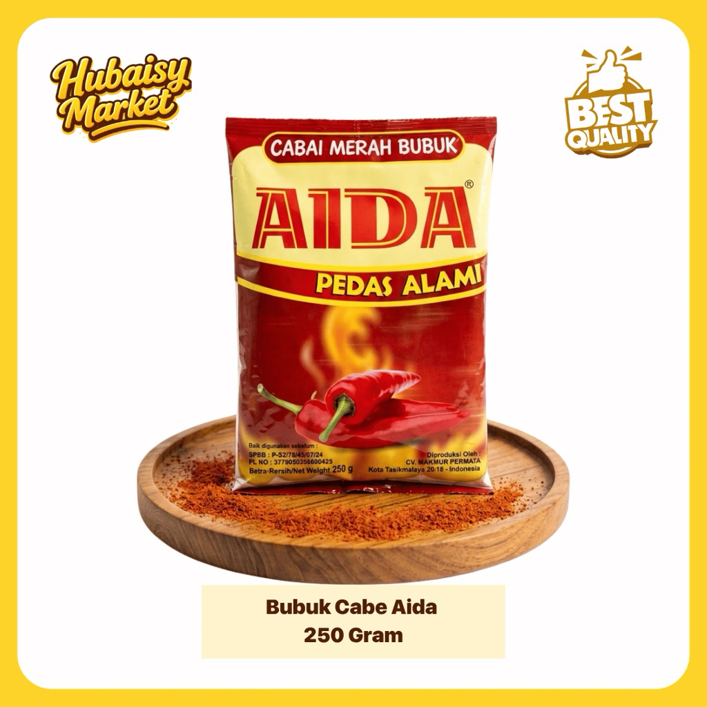 Bubuk Cabe AIDA Asli | Kemasan 250 Gram | Cabe Bubuk Pedas Alami | Bumbu Masak
