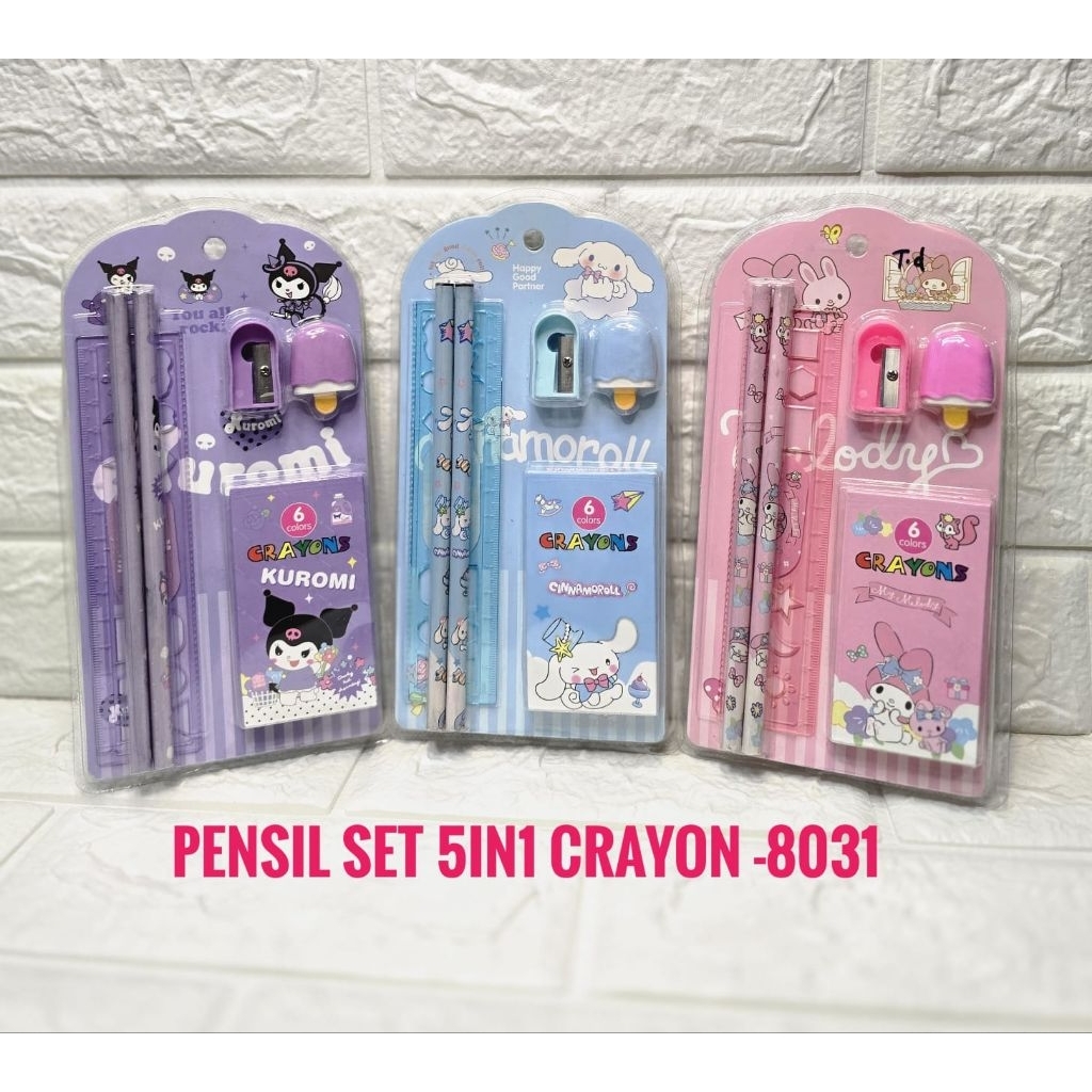 ALAT TULIS SET CRAYON 5in1 8031 / PERLENGKAPAN TULIS SET CRAYON