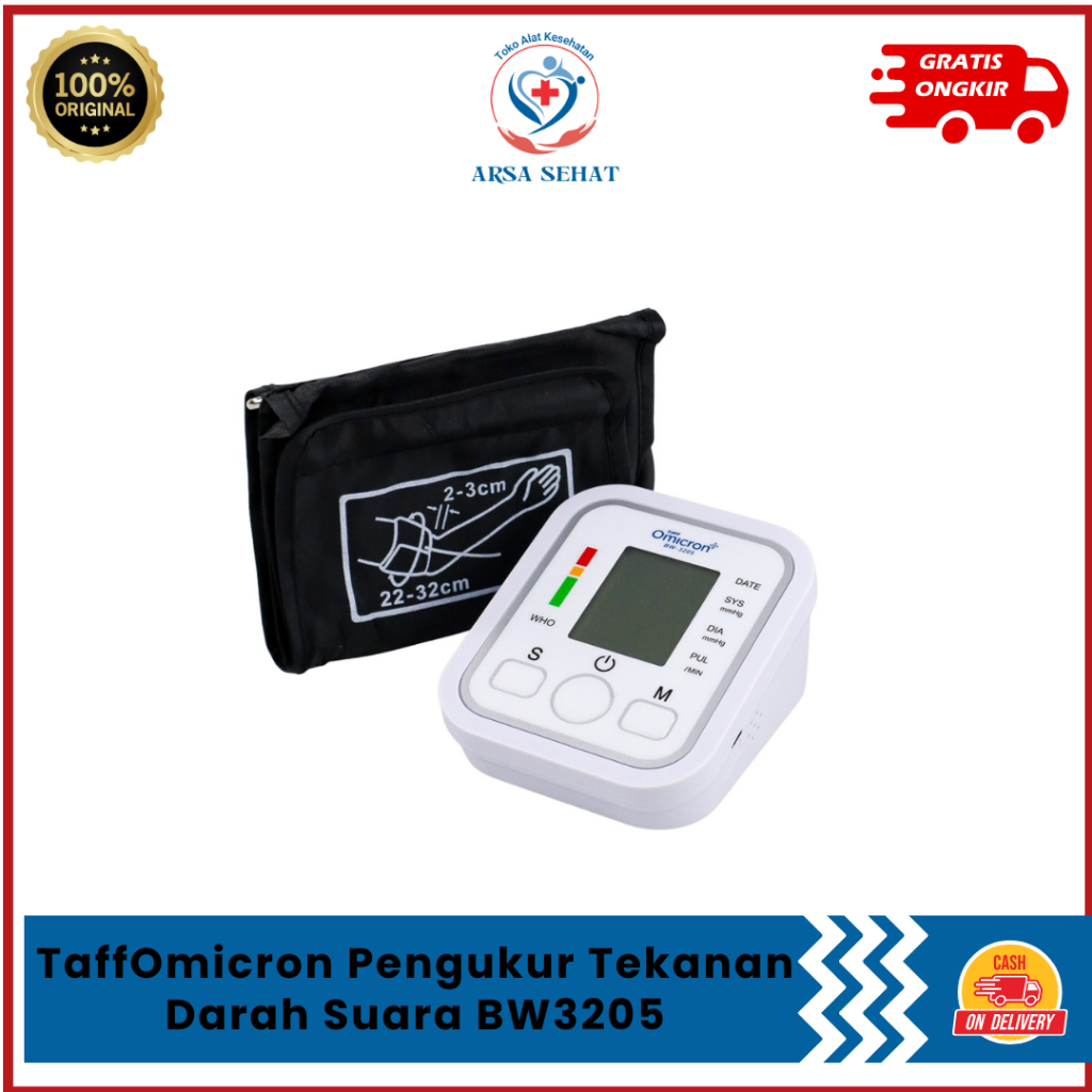TaffOmicron Pengukur Tekanan Darah Suara BW3205/ Tensimeter Digital Omicron BW 3205