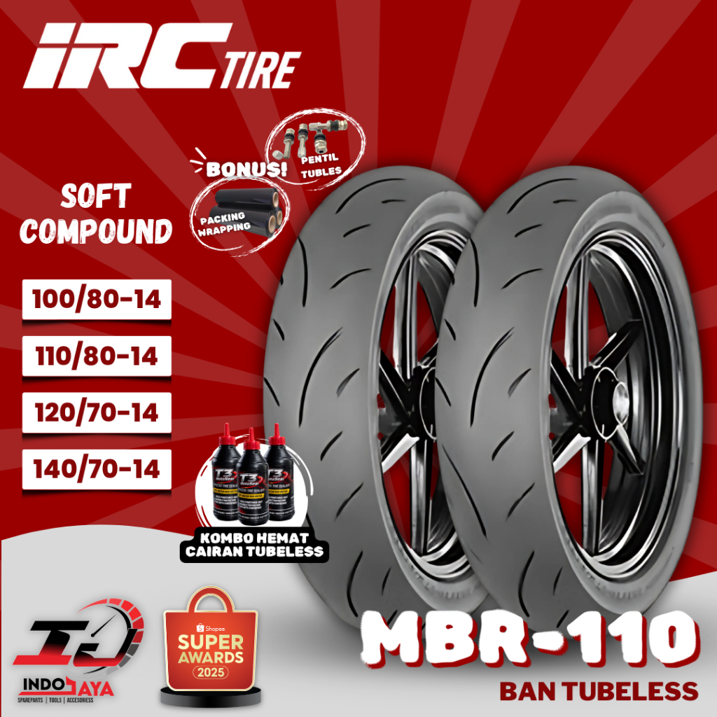 [READY COD] BAN LUAR TUBELESS IRC MBR 110 (100/80-14 - 110/80-14 - 120/70-14 - 140/70-14) SOFT COMPO