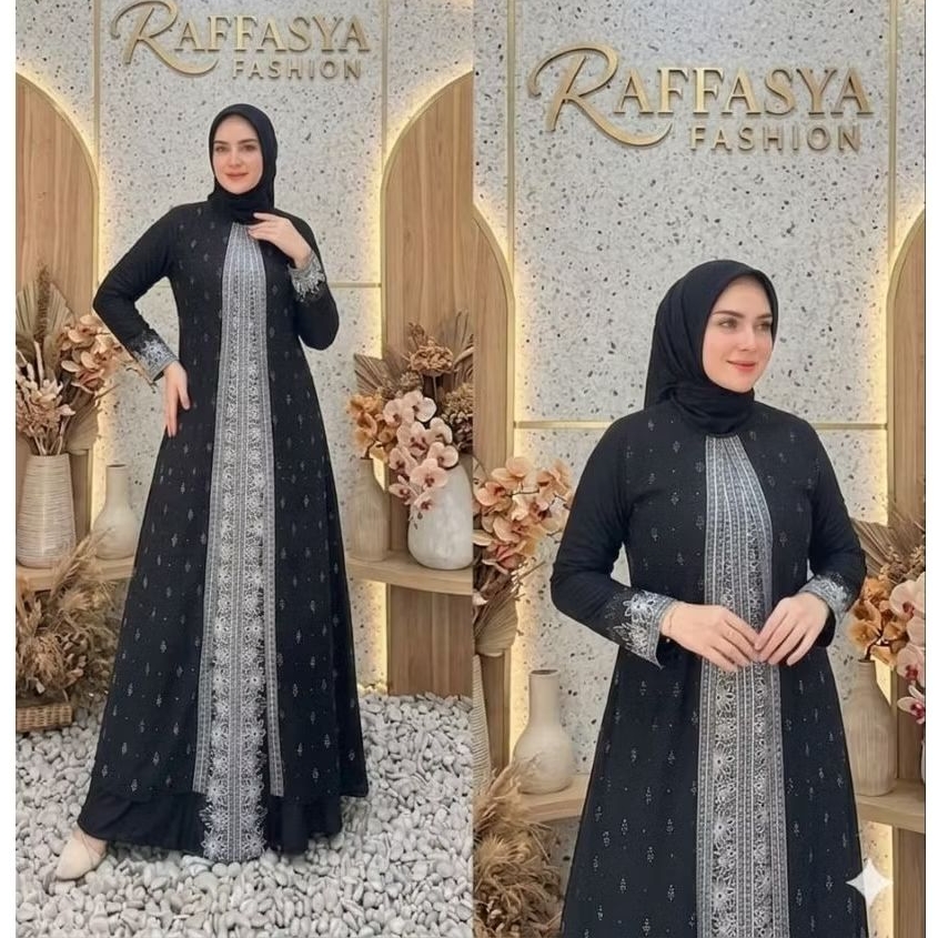 GAMIS ABAYA TURKEY BORDIR ANJANI SILVER MEWAH