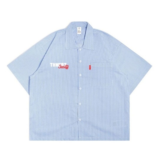 THKRZ - Workshirt Boxy Stripe - Society - Kemeja Stripe Unisex