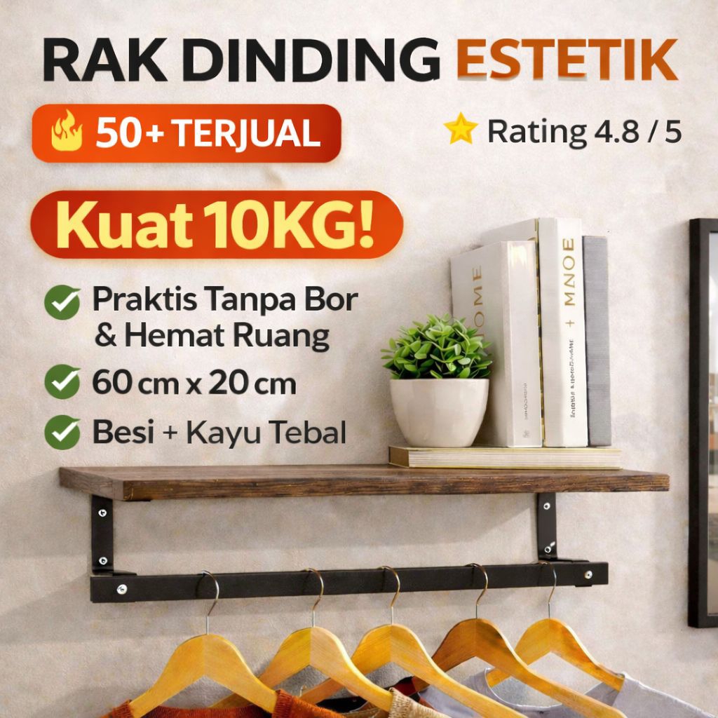 RAK SERBA GUNA RAK GANTUNG RAK DINDING ESTETIK MINIMALIS | Kuat & Tahan Beban Rak Dinding Gantung Ka