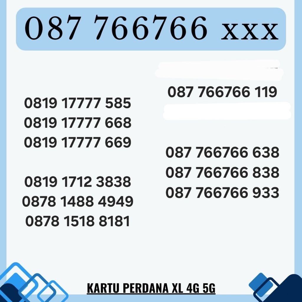 NOMOR CANTIK XL KARTU PERDANA XL AXIATA 4G LTE NOMER XL AXIATA 778877 NOMOR RAPI NOCAN XL