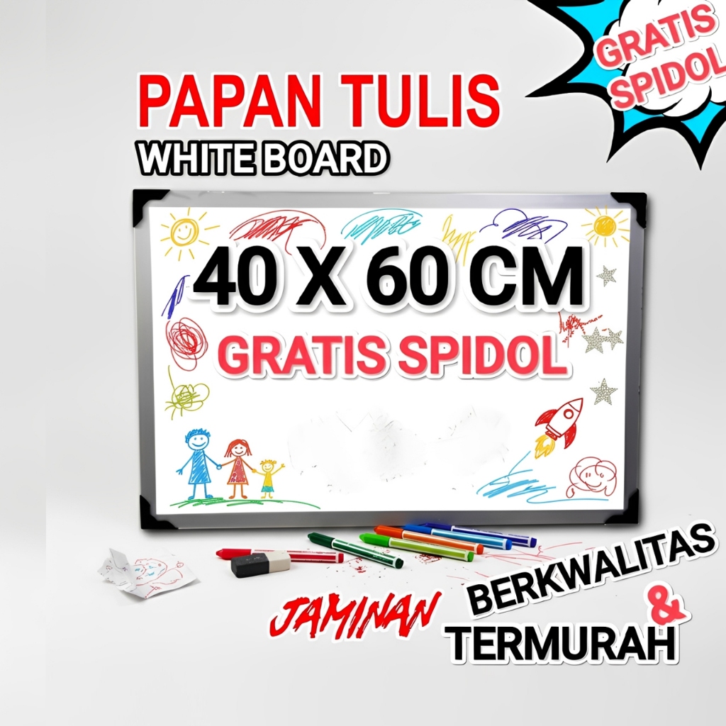 PAPAN TULIS ANAK WHITEBOARD UKURAN 40X60 CM