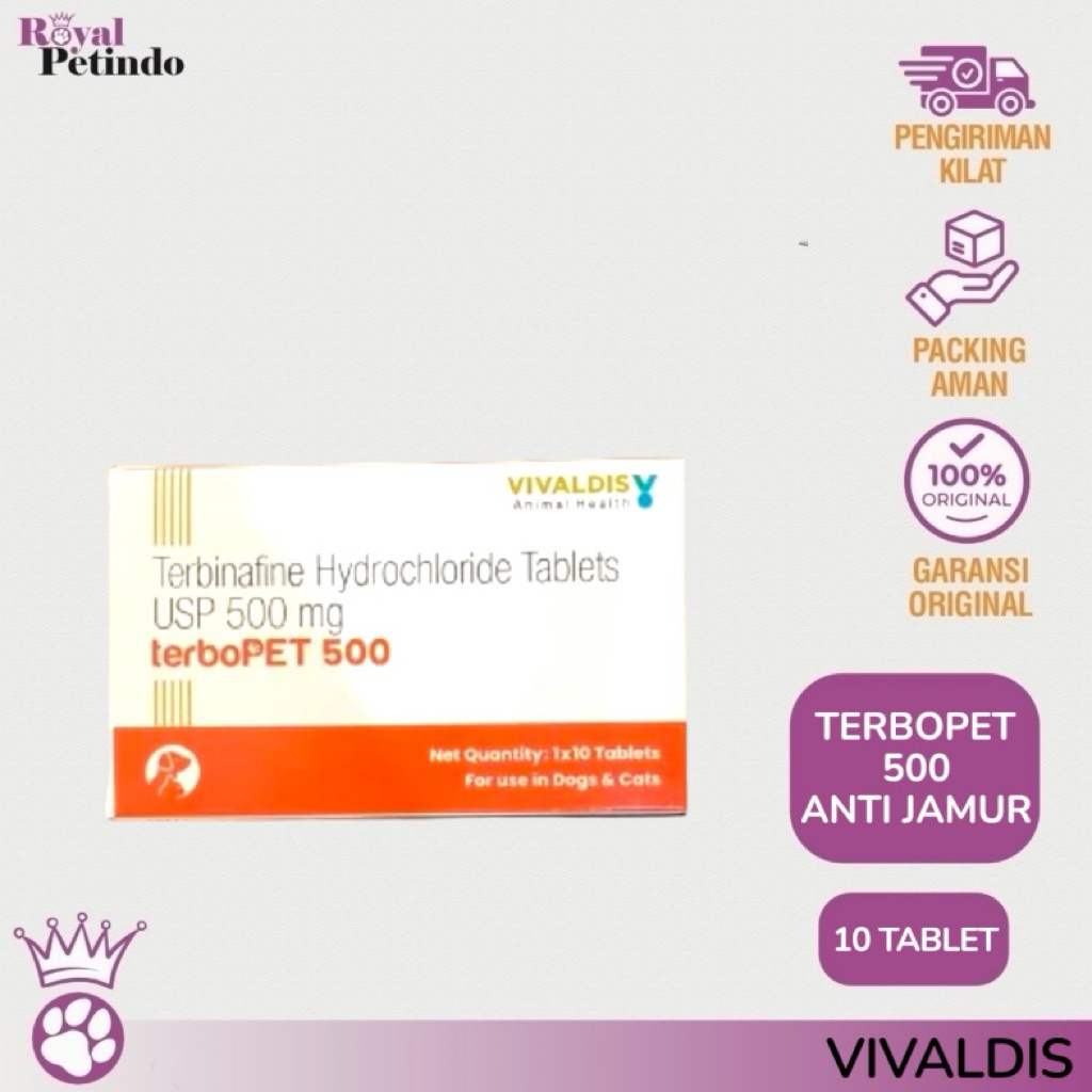 Vivaldis Terbopet 500 Tablet Anti Fungal Obat Jamur / Kulit Merah / Gatal Kucing Anjing 10 Tablet