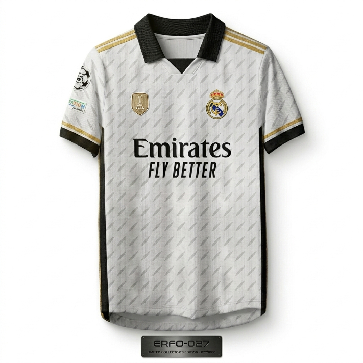 Jersey Real Madrid ERFO-27 Motif Diagonal Hitam Putih Eksklusif
