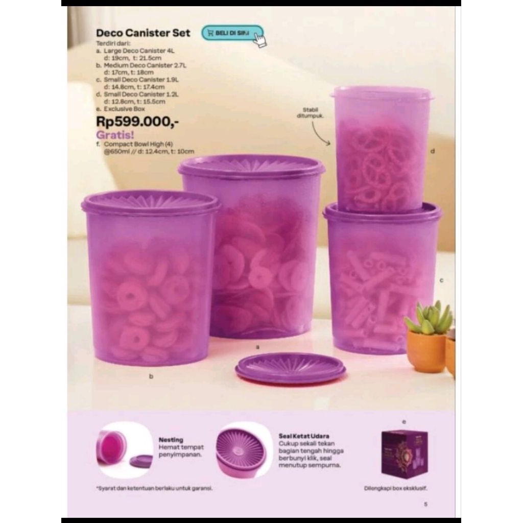 TUPPERWARE SET DECO CANISTER