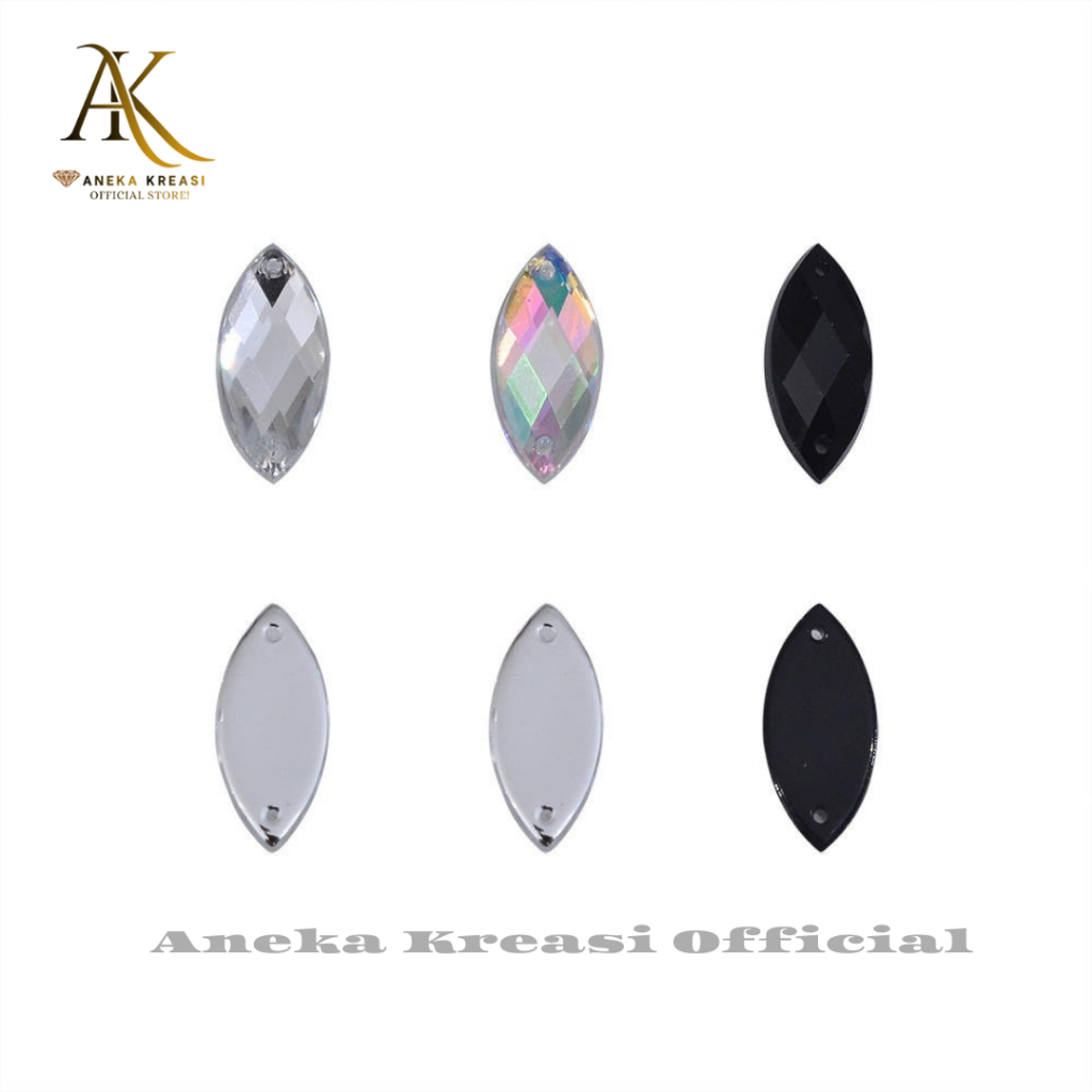 Payet / Diamond Kristal Akrilik Jahit Grade A Mata/Sampan 6X12, 100 pcs