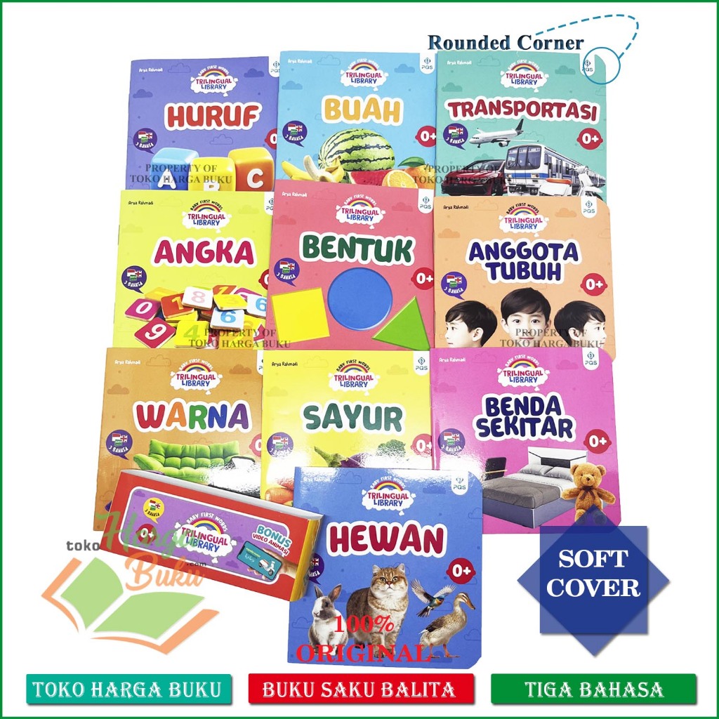 Buku Balita Baby First Words Trilingual Library 10 Tema Edukasi Anak Usia Dini 0+ Tiga Bahasa - PQS