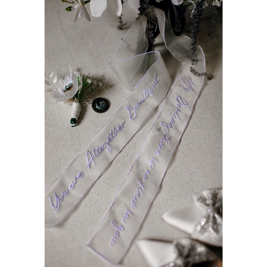 What Bride Needs | Pita Buket Pita Rambut Wedding Custom | Pita Bordir Custom |Silk Ribbon Bouquet W
