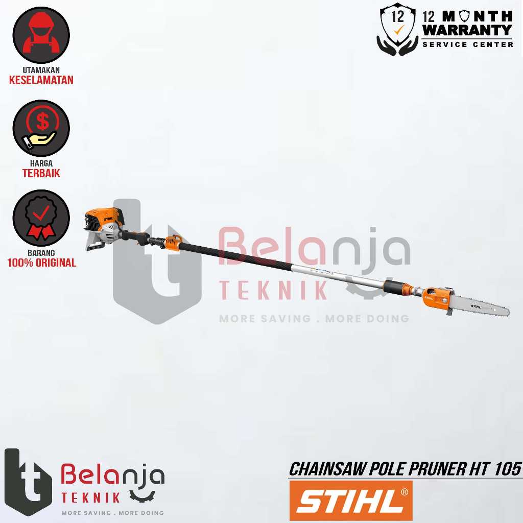 Mesin Gergaji Galah Panjang Stihl HT 105 2 Tak Chainsaw Pole Pruner HT105 12 Inch Tongkat Pemangkas