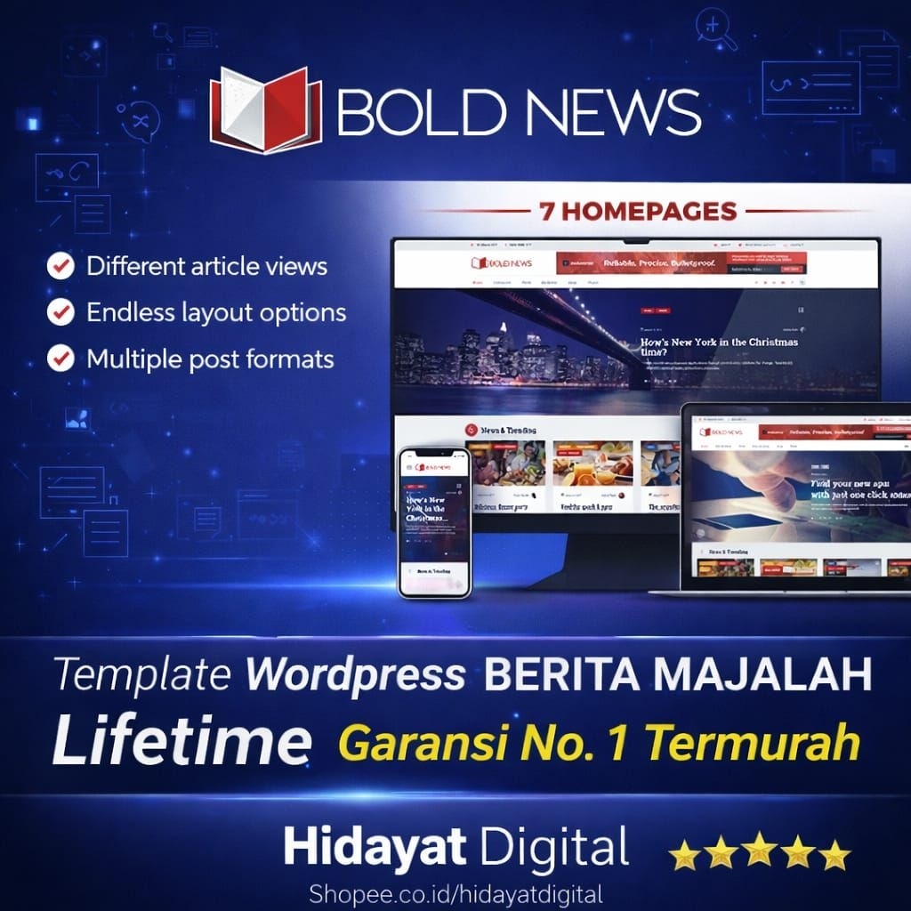 Template Wordpress BOLD NEWS Premium berita koran majalah- (bahasa Indonesia)