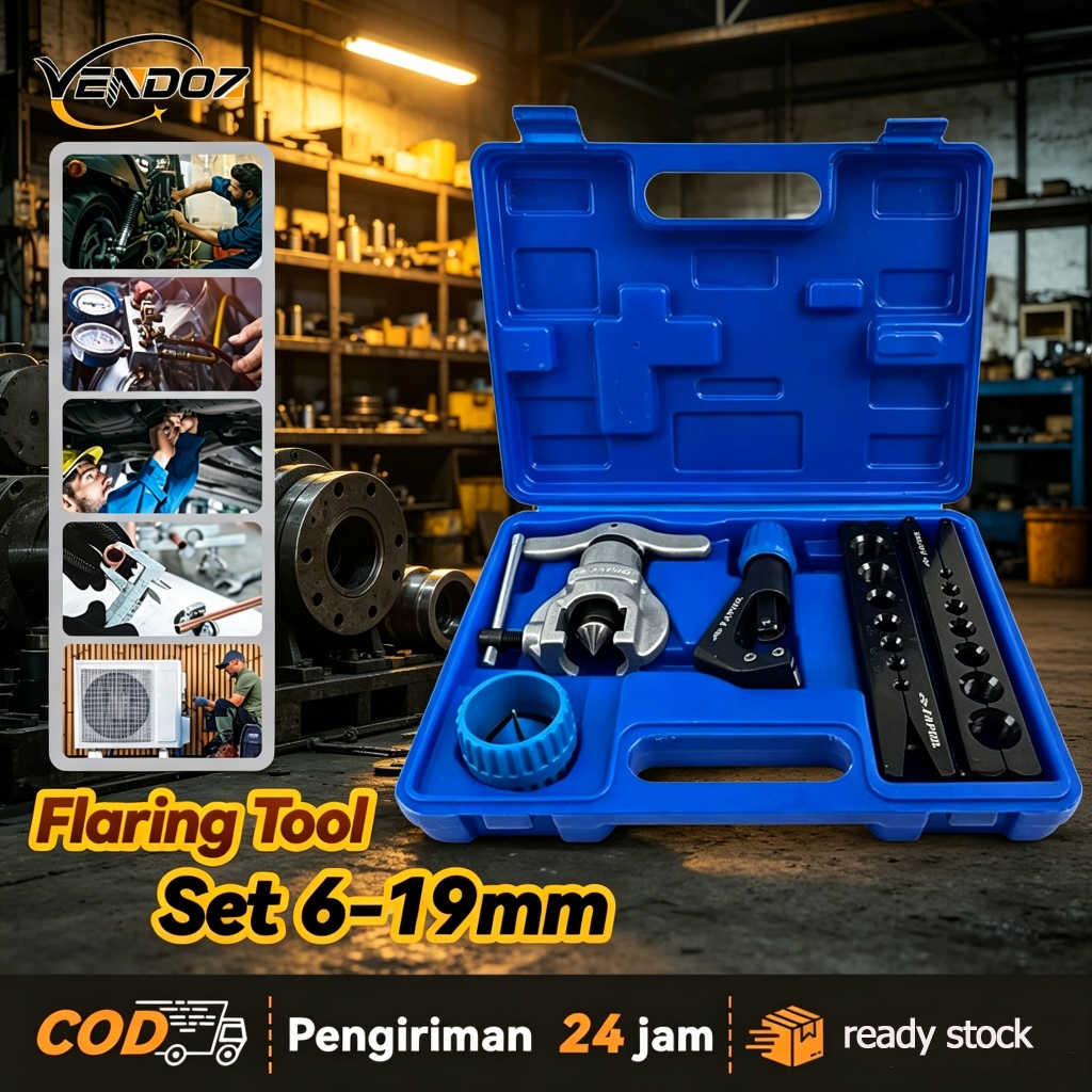 VENDOZ 5 in 1 Flaring Tool Set 6-19mm Single Flare Tool Alat Manual VFT 808 I S 3/16-3/4 Inch Tipe E
