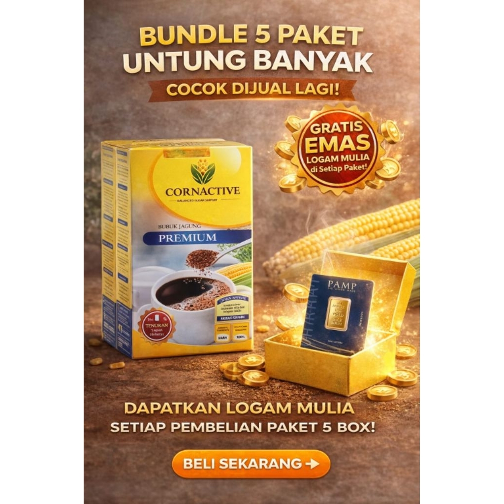 CORNACTIVE bubuk kopi jagung premium Paket usaha 5pcs 100% murni aman magh lambung dan diabetes free