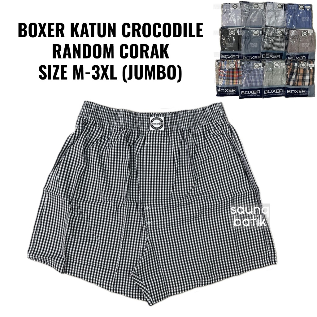 M-XXXL CROCODILE BOXER PRIA DEWASA KATUN JUMBO KOLOR CELANA DALAM PENDEK LAKI LAKI PREMIUM BRANDED