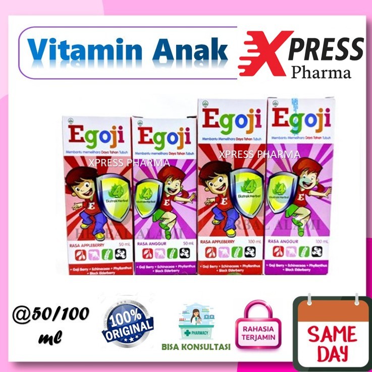 XPRESS  Egoji SYRUP 50 / 100 ml Rasa Anggur Strawberry Vitamin Daya Tahan Tubuh Penyembuh Sakit Cepa