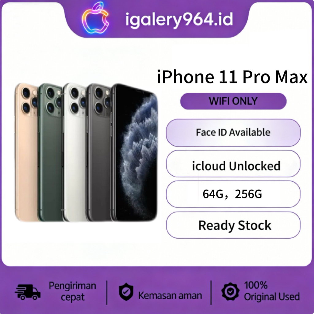 HP IPHONE 11 PRO MAX WIFI ONLY 128GB/256GB/512GB Bekas Second Original Mulus Fullset Game/Live/Merek